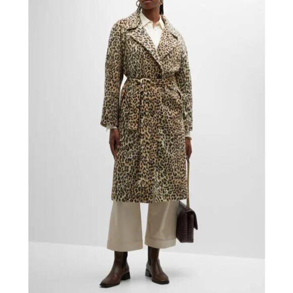 The Great The Long Belted Coat Fuzzy Single Breasted Vintage Leopard Cream 3 - Picture 1 of 11